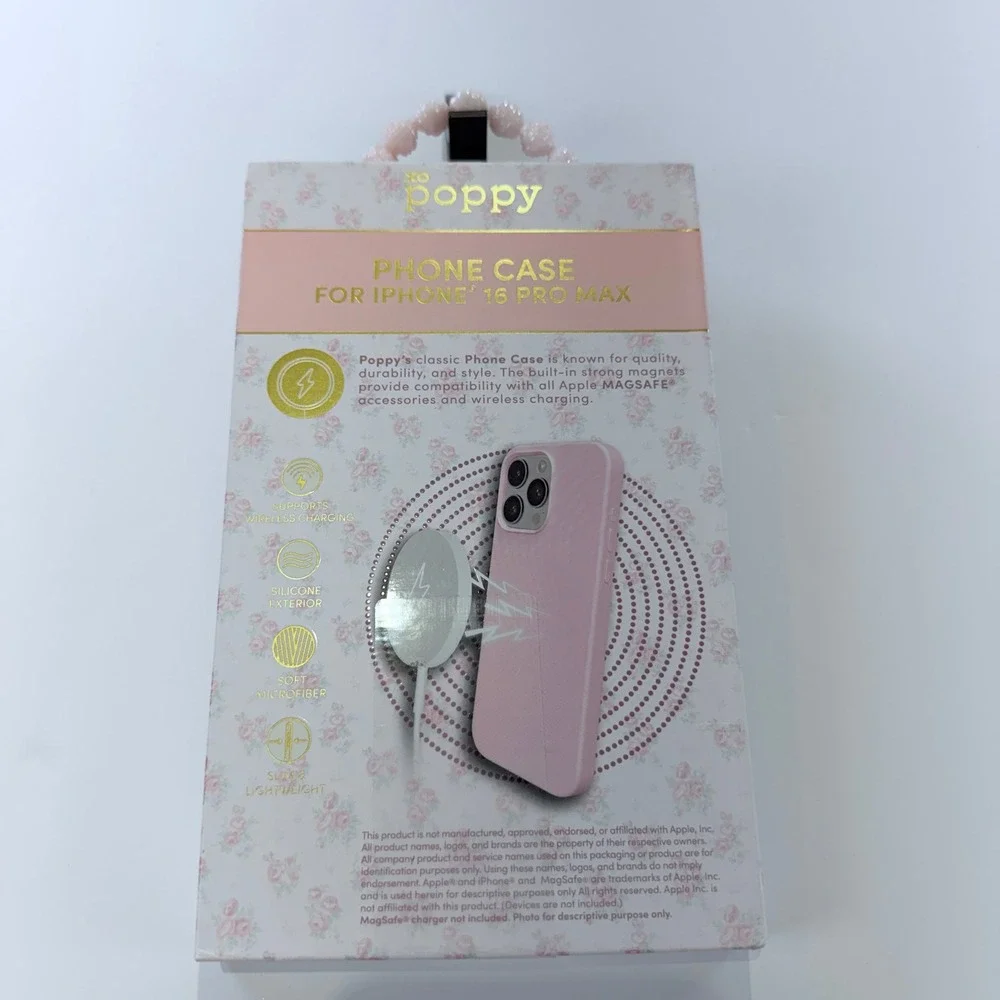 XO Poppy iPhone 16 Pro Max Case Pink Silicone MagSafe Compatible 325B1